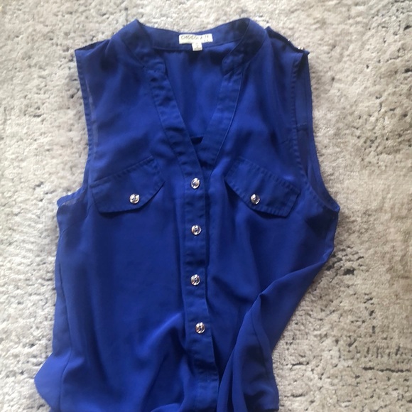 Chocolate Tops - Pretty colbalt blue light weight blouse